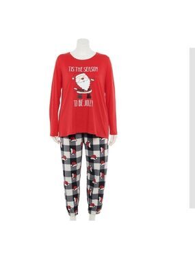 Jolly Santa Jammies for your families woman 3X 2 piece sleep set NWT